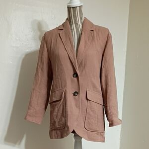 Madewell Tan Cotton Linen Larson Relaxed Fit Blazer Size XS